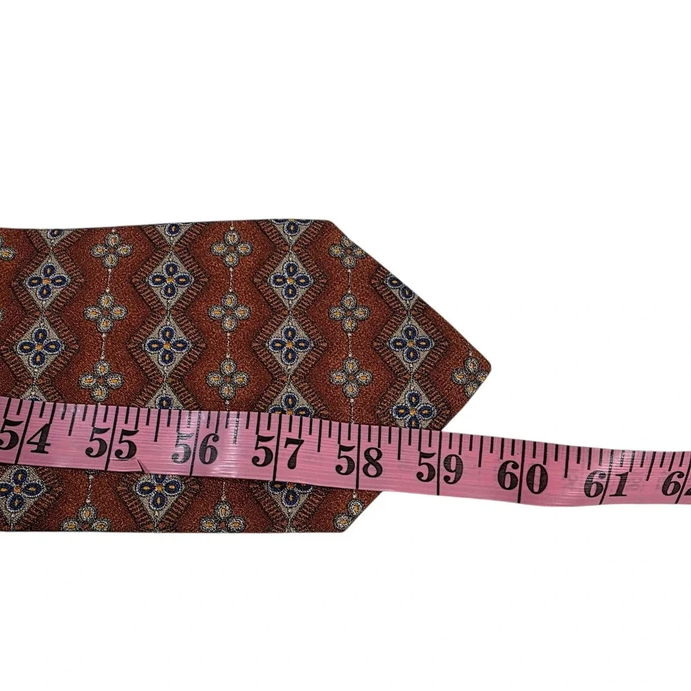 Omaggio by Roberto Talbott Silk Necktie Burgundy Blue‎ Hand-Stitched Italy